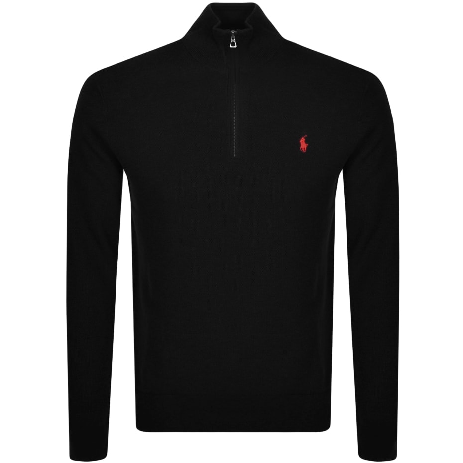 Alternative Image for ProductRalph Lauren Half Zip Waffle Knit Jumper Black1
